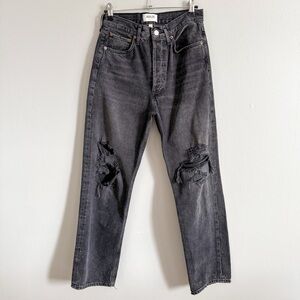 Agolde 90s Jean Distressed Straight Black Size 25